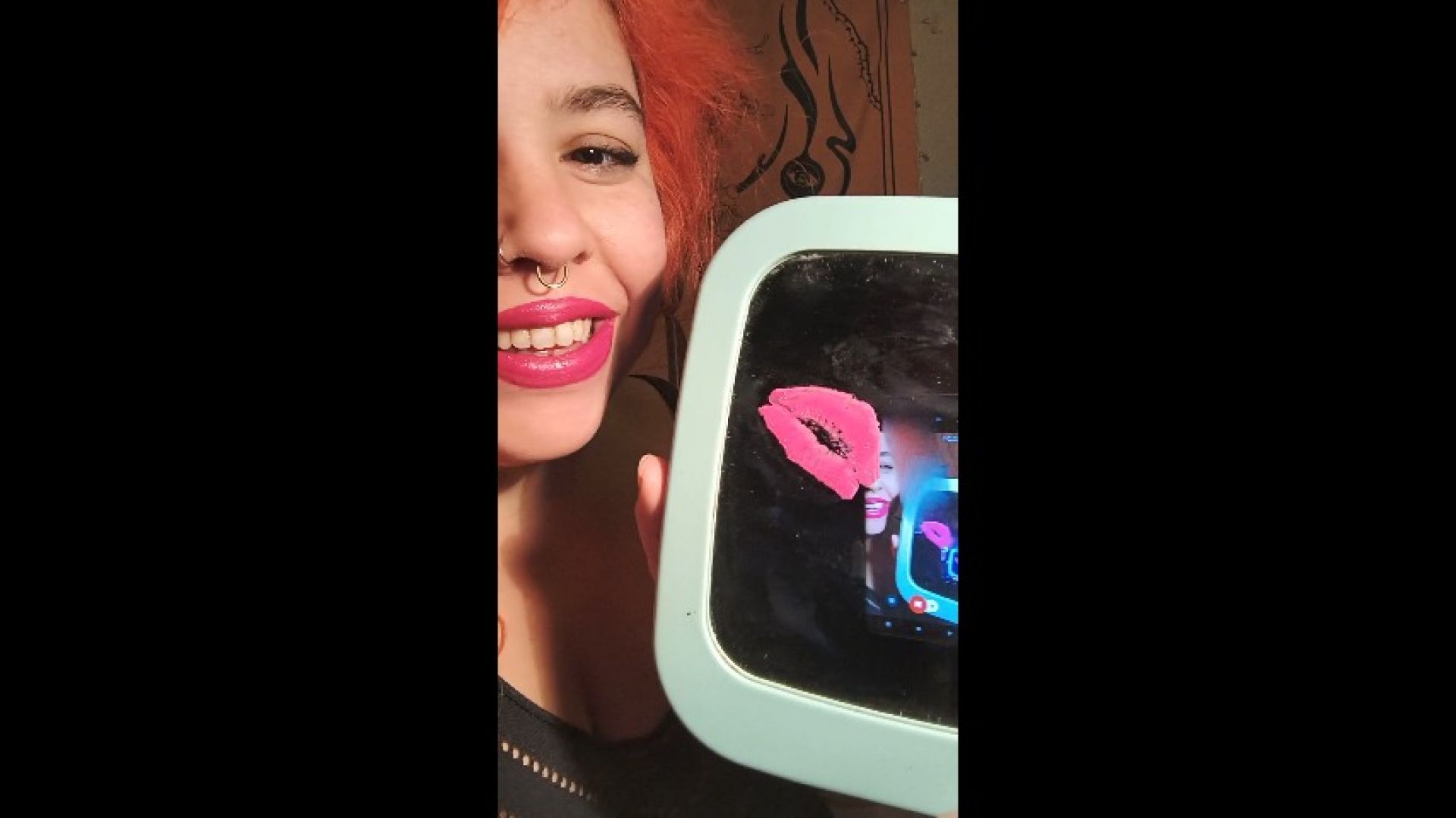 lipstick kisses in a mirror