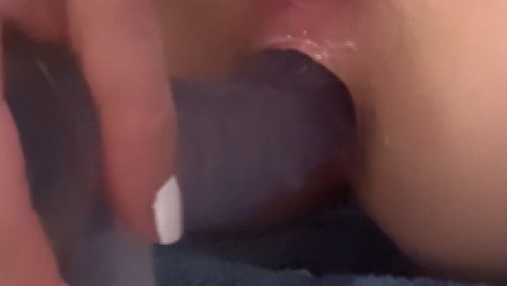 Watch my tight teen ass grip my dildo up close