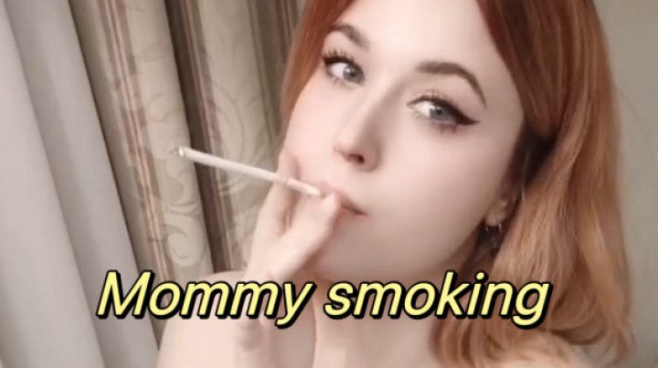 Chubby mommy smoking in front of you