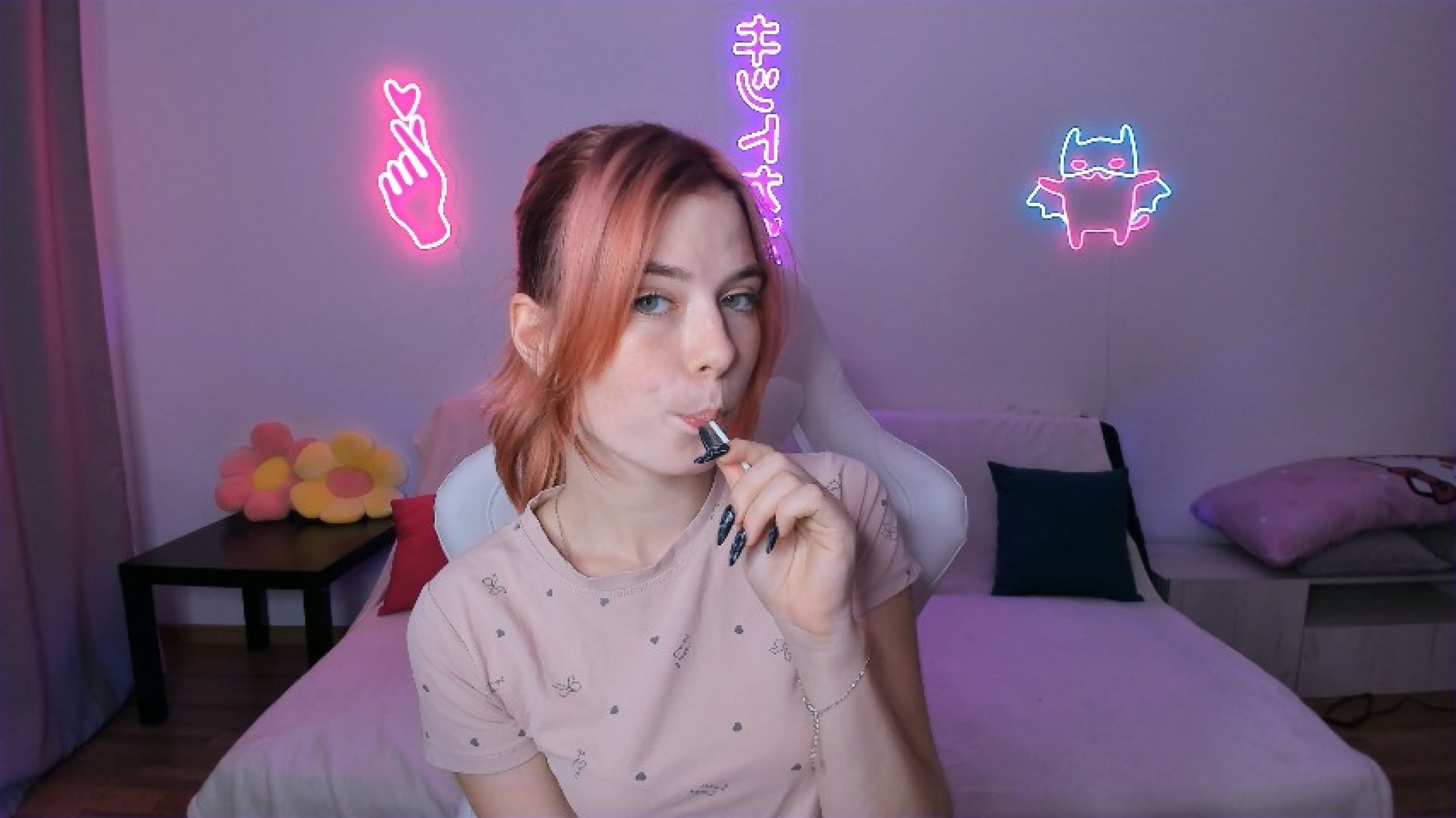 Sucking and eating Lollipop