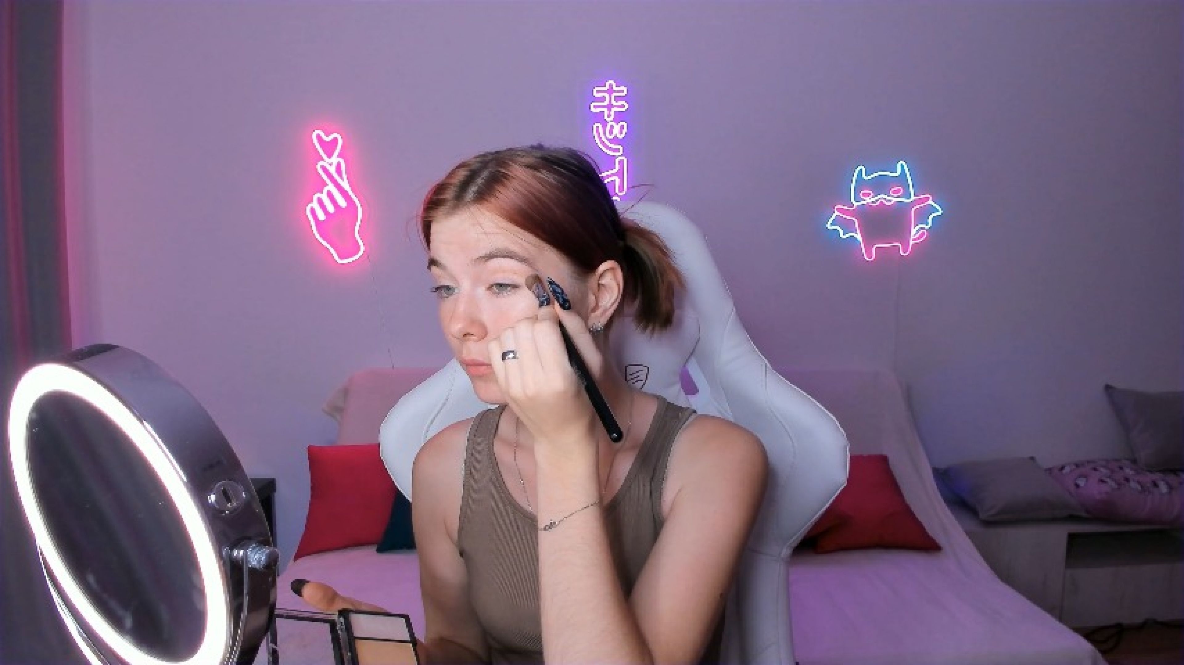 Doing makeup for stream