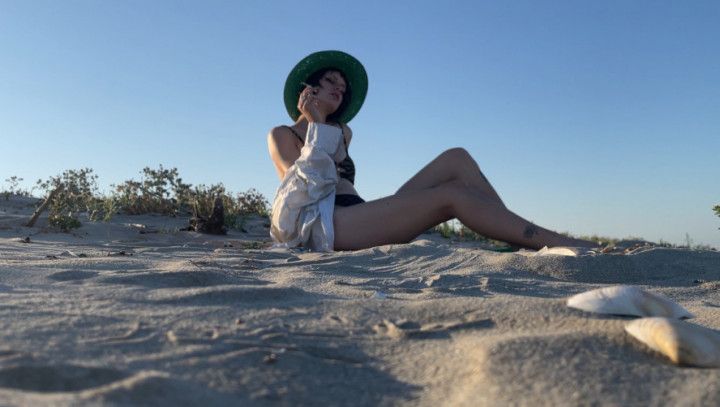 Enjoying a cigarette at the beach in my bikinis