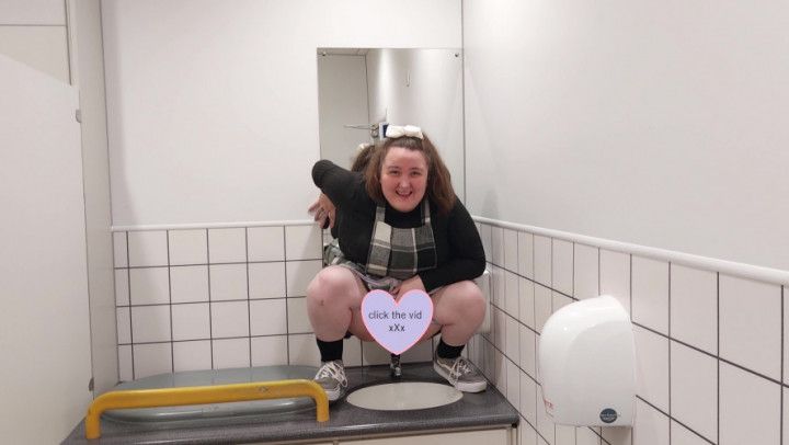 Tilly D Pissing In Public Toilet Sink RISKY