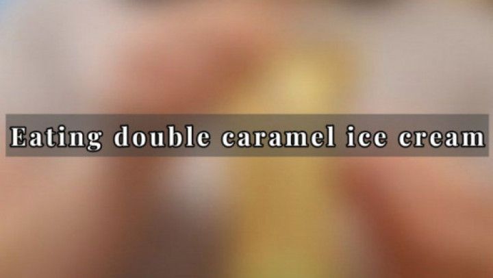 Eating double caramel ice cream