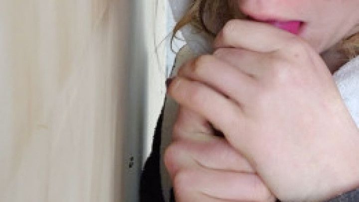 Little girl sucking and play with dildo