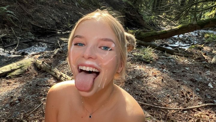 Cumslut Hiking Gets Massive Facial - Canadian Wilderness 4K