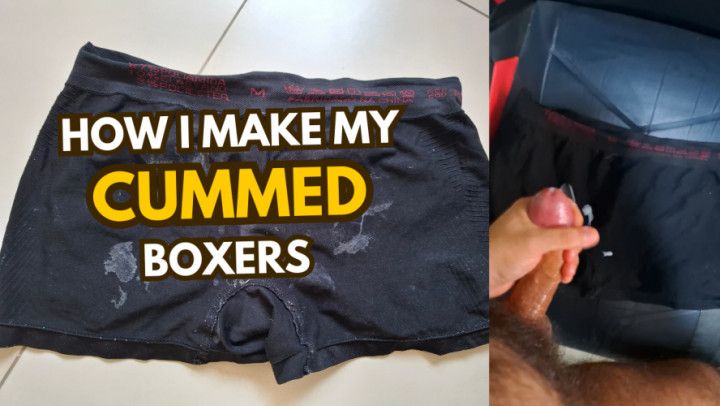 Watch how I shoot my big load on my boxers with uncut dick