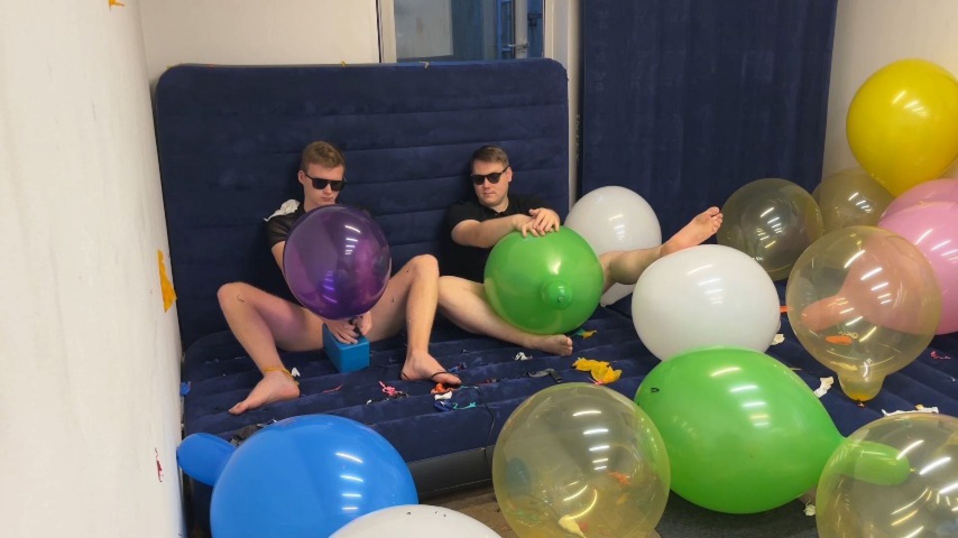 Blowing Balloons on Infla mattress