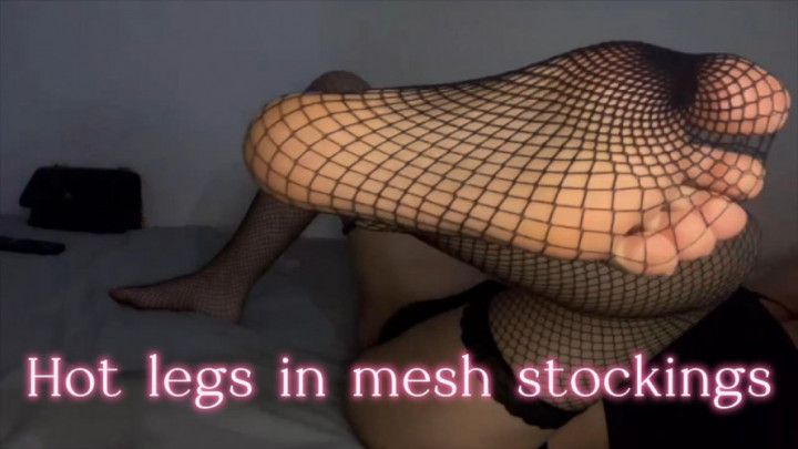 Hot legs in mesh stockings