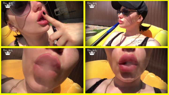 Hookah smoking outdoor &amp; Big Lips tease