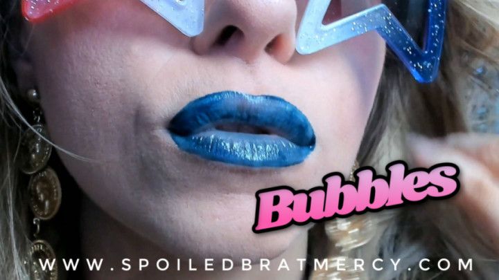 Blue Lipstick Blowing Bubbles