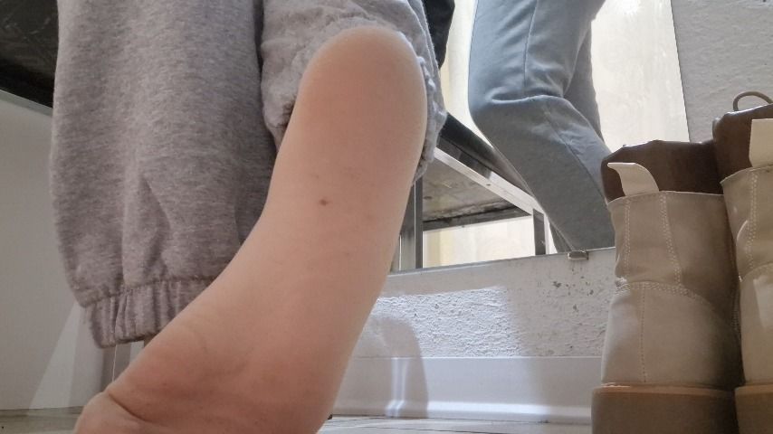 Dirty sweaty feet in the dressing room