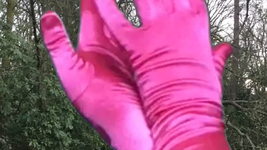 Arikajira Bright Pink Gloves Hand Fetish