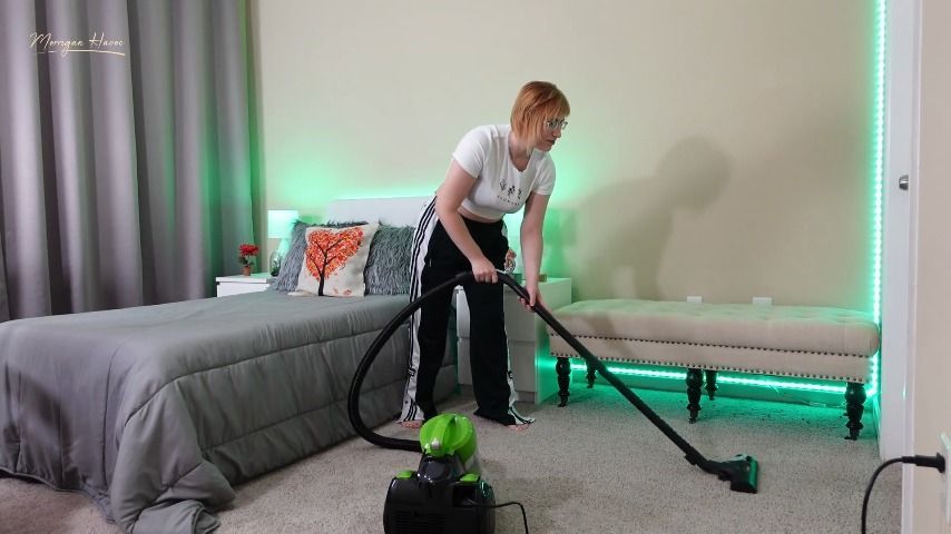 Vacuuming Barefoot in Adidas Pants