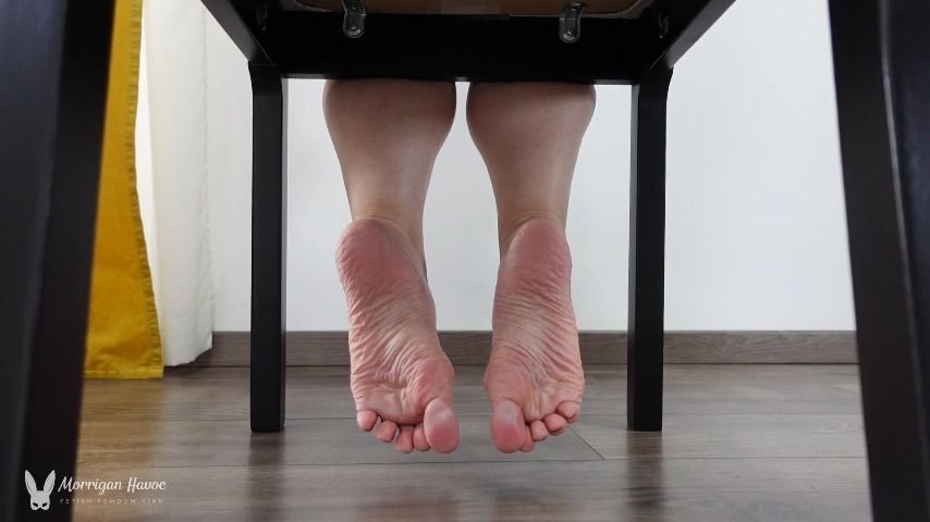 Bare MILF Feet Under Chair