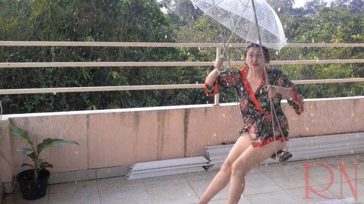 nudist with a transparent umbrella 2