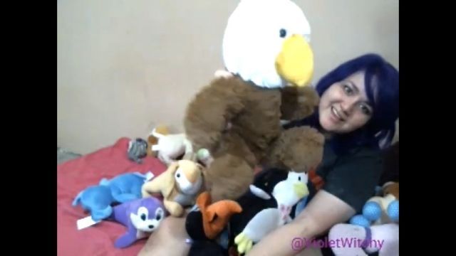 Showing off my plushies I got at claw machines