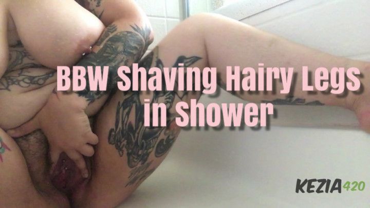 BBW Shaving Hairy Legs in Shower