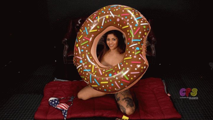 Cinthya Inflates Donut by Mouth-Strips