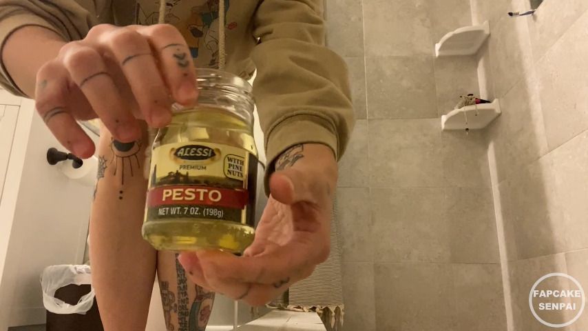 NUDE Squatting and Peeing in Jar