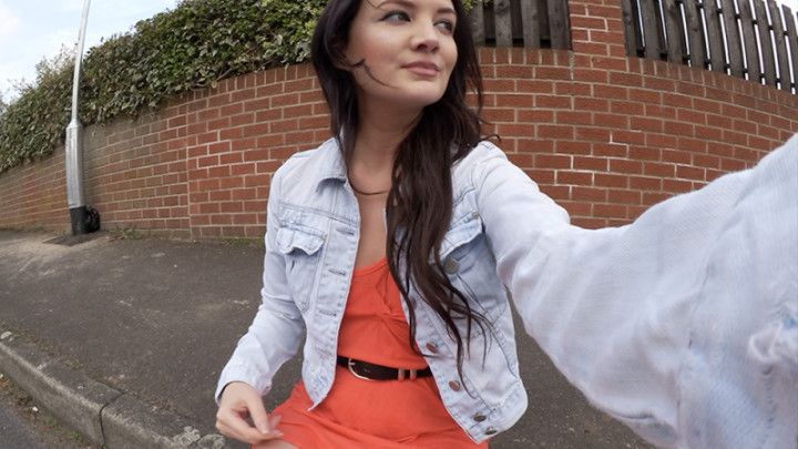 Summer dress peeing in the road