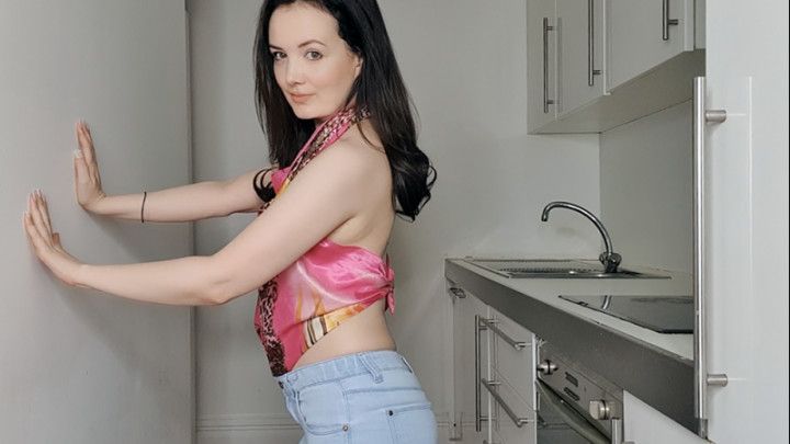 Jeans and panty wetting in the kitchen