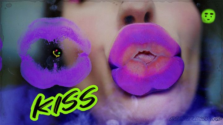 Hottest goth girl kisses with plump purple lips+ spit fetish