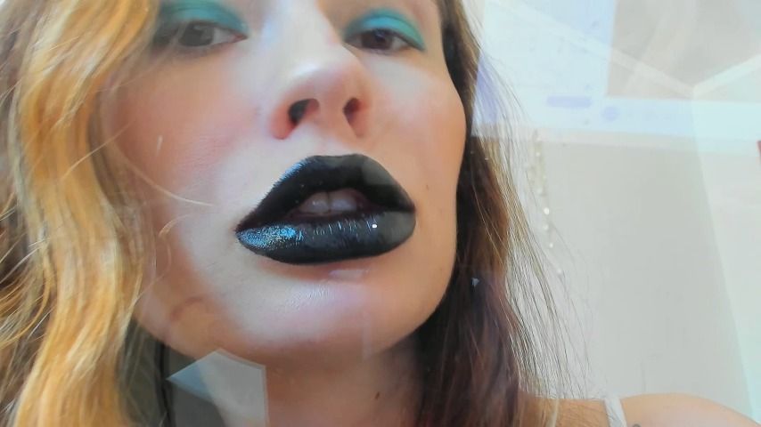 Black lipstick marks and french kiss