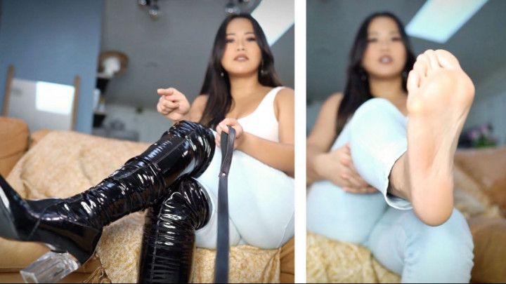 DENIM AND BOOTS - SHINY BOOT SLAVE