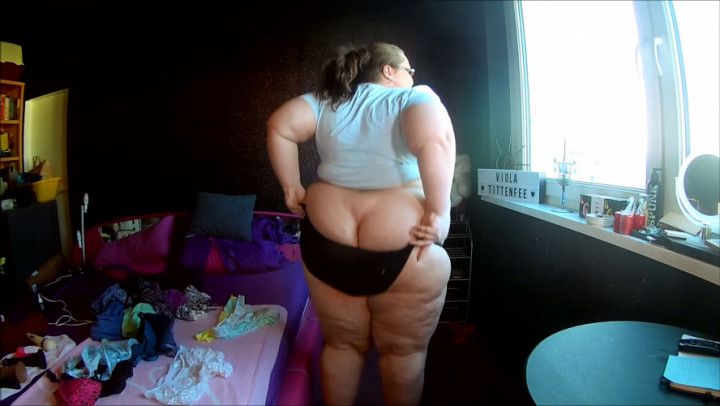 Fat ass in tiny slips