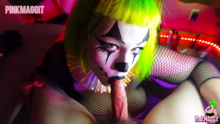 Goth Clown Sucks Dick &amp; Gets Face Covered in Cum