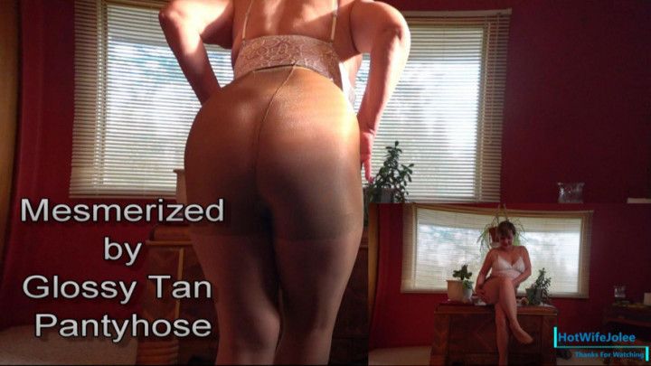 Mesmerized Tan Glossy Pantyhose Worship