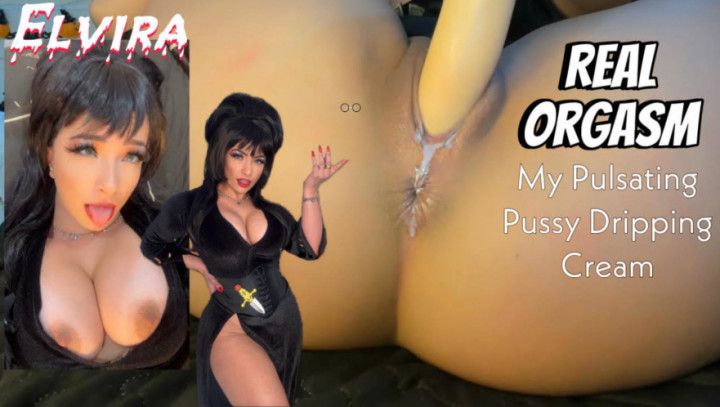 Sexy Elvira cosplay AHEGAO FEMALE ORGASM AND DRIPPING PUSSY