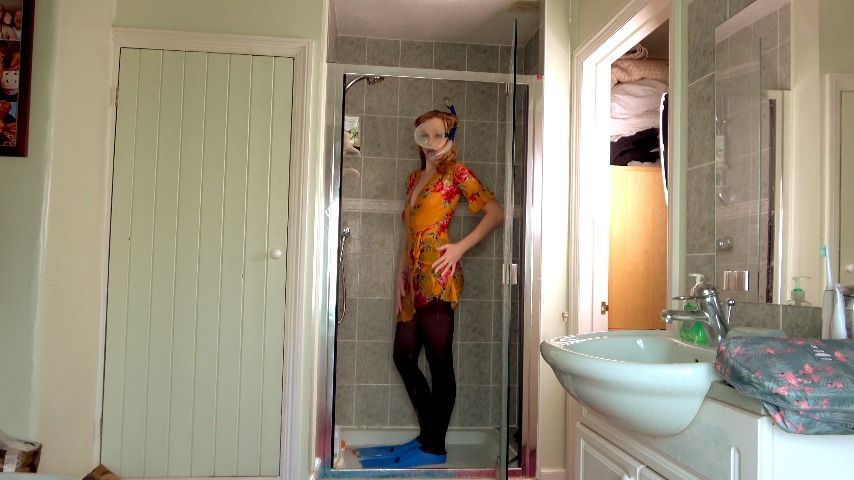 Shower in Tights and Fins