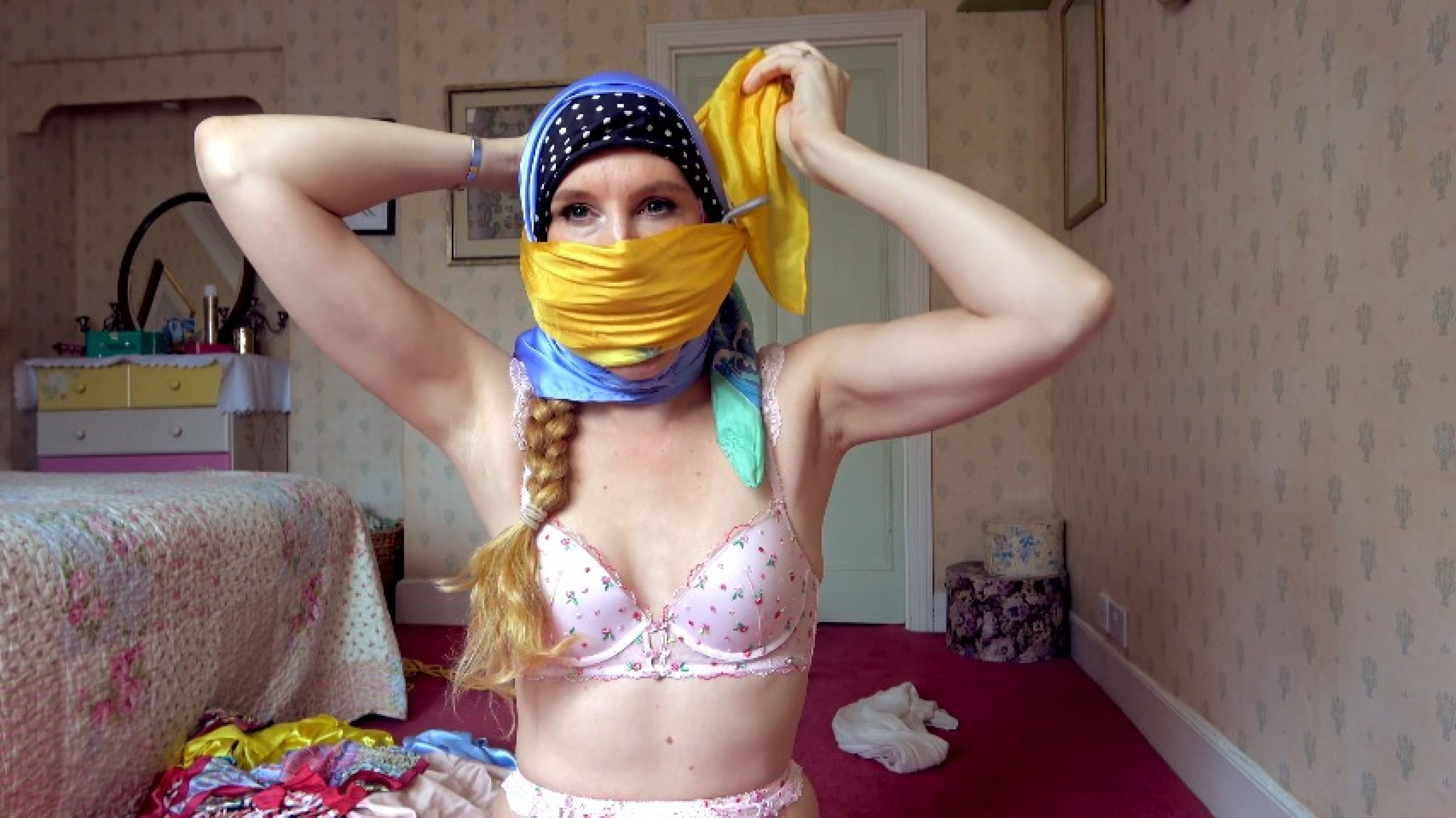 Silk Scarf Gag Tease 2