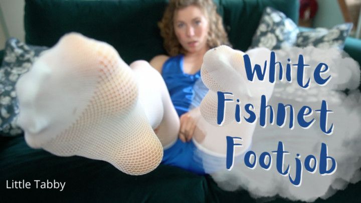 White Fishnet Footjob