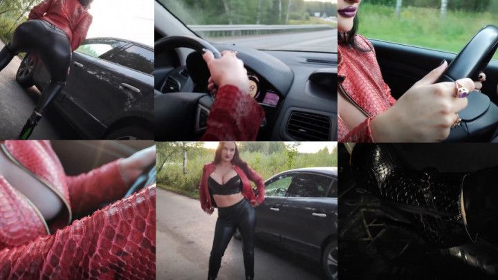 Fast Driving, Leather, High Heels 4K