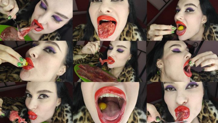 Fur Goddess eats raw meat and eggs