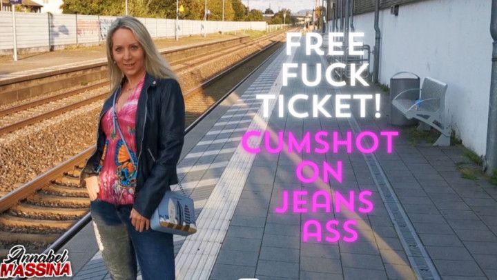 Free fuck ticket! Cumshot on jeans ass