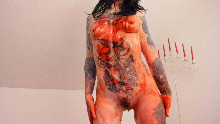 Red Paint Covered Nude Dance