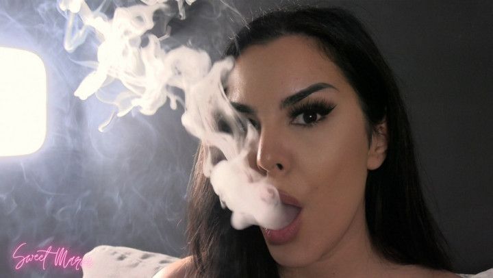 Coughing on you, smoker's breath POV &amp; tongue fetish