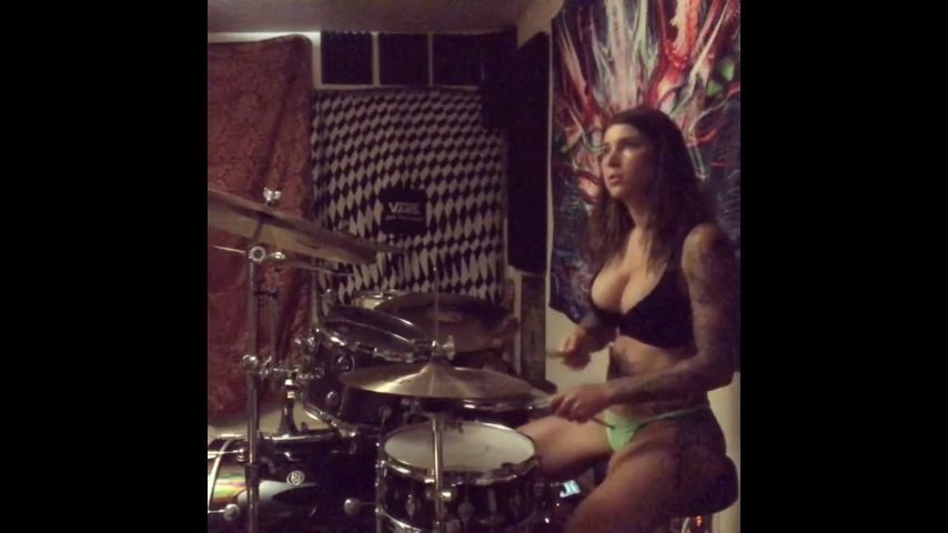 drumming in bra and panties