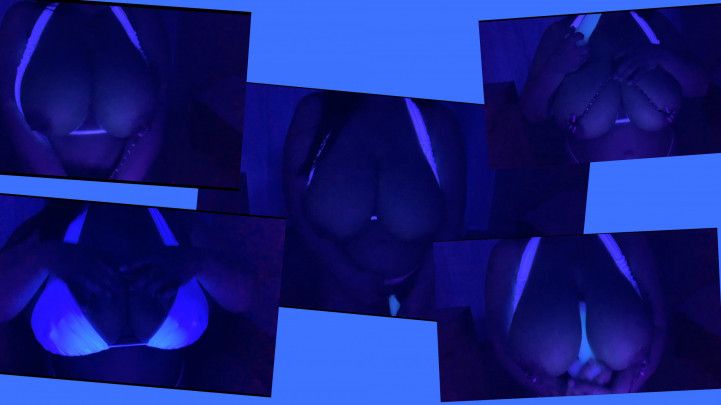 Blacklight titjob on glow toy masturbati