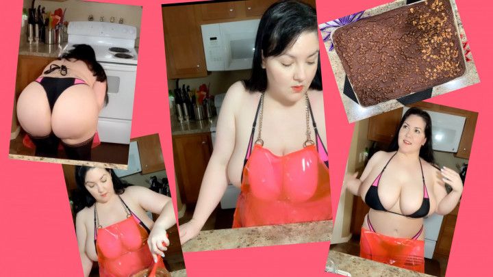 baking brownies in micro bikini