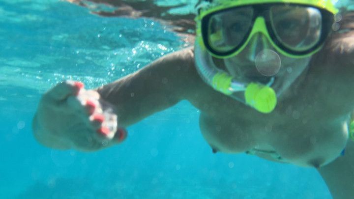 My naked diving on a public beach