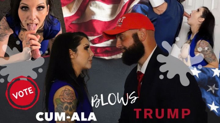 Trump &amp; Cumala Sloppy BlowJob Facial Debate Parody