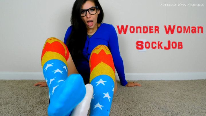 Wonder Woman Sock Job - POV FootJob