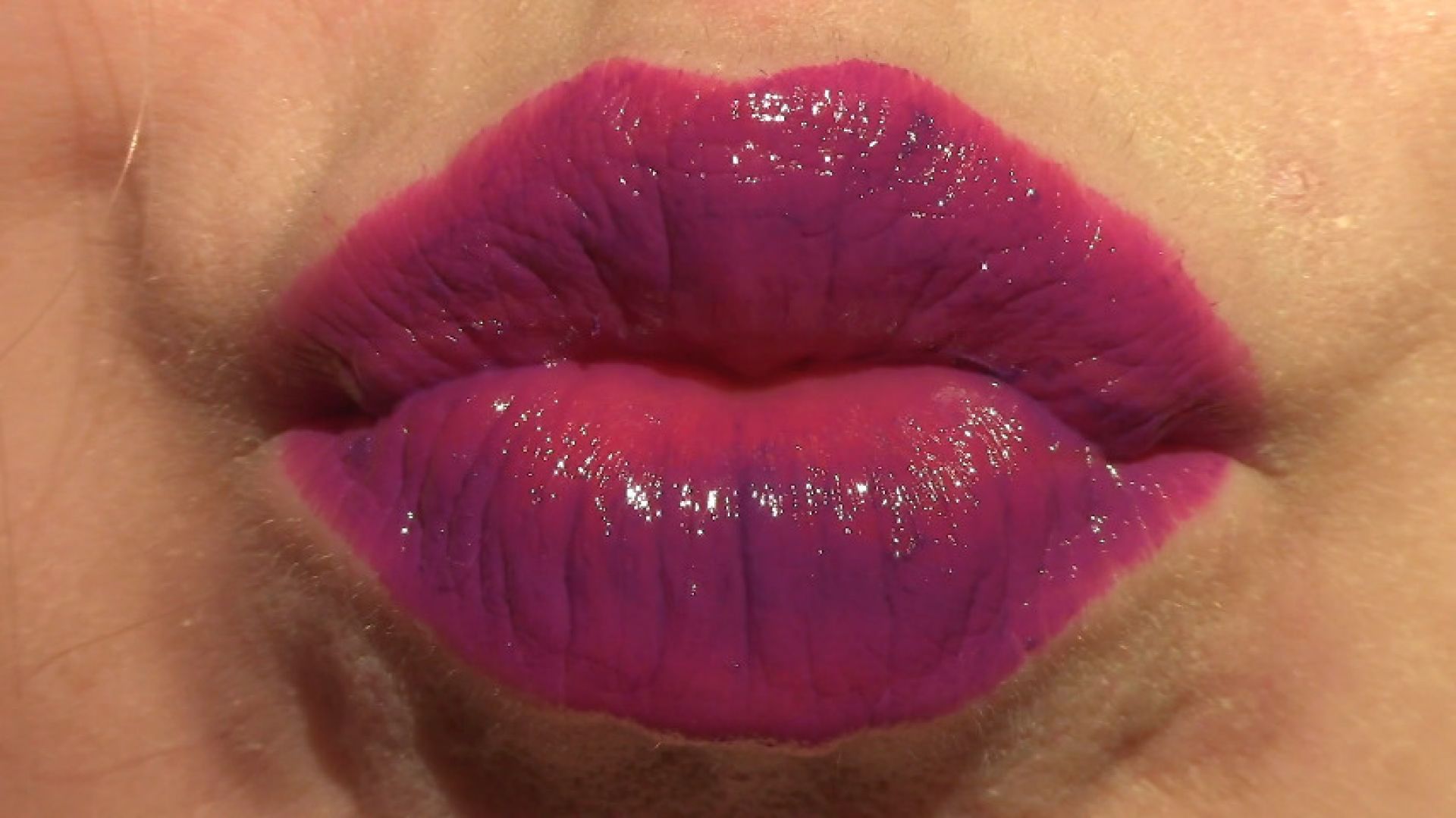 Shiny, Purple Lipstick Lips