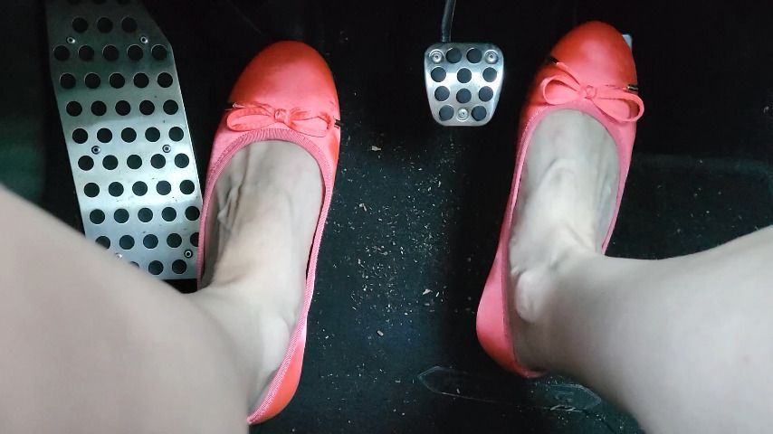 Coral Satin Flats On Pedals