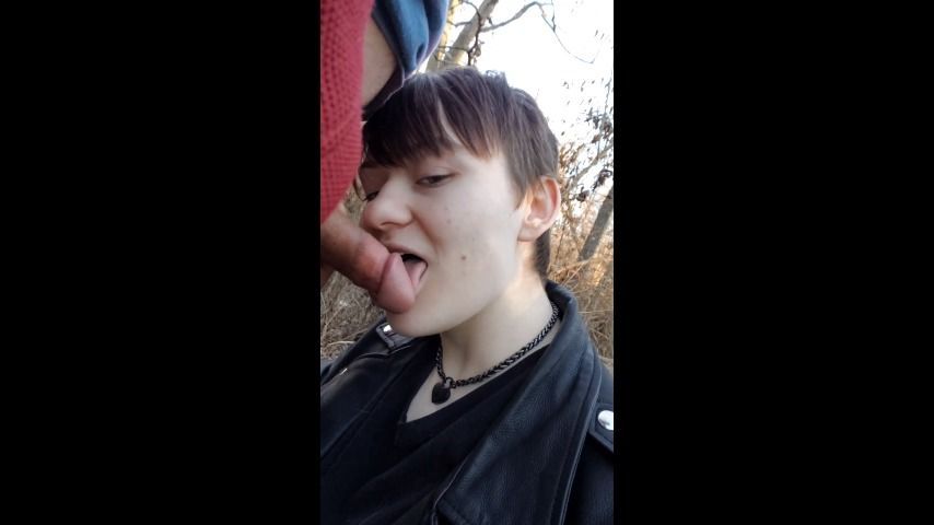 sucking and swallowing in the woods